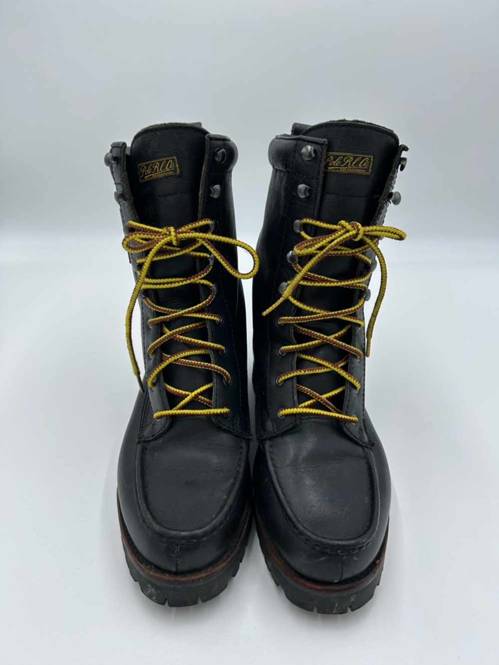 Polo by Ralph Lauren Black Leather Boot with Embossed Logo 11
